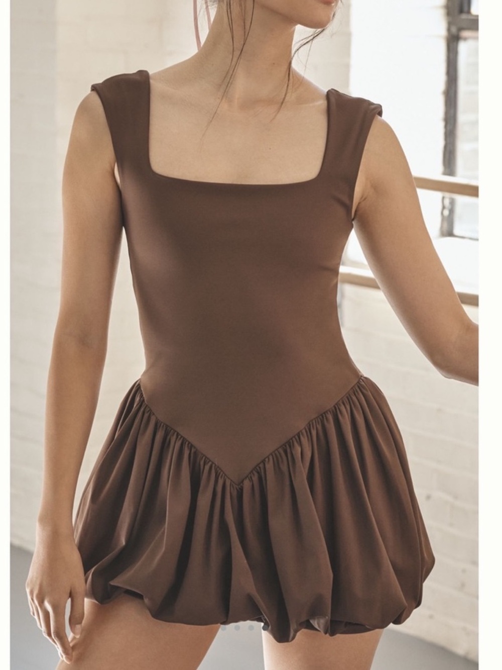 Port de Bras Bella Dress Bubble Hem Anthropologie Dark Chocolate New Small